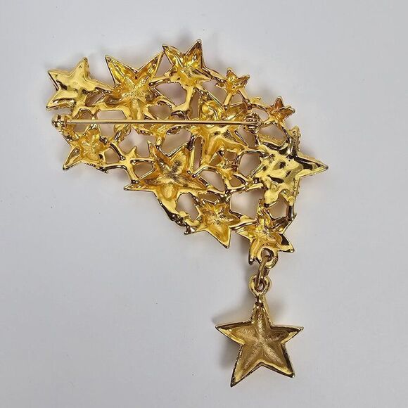 Vintage Shooting Star Cluster Brooch Pin Massive Statement Red Enamel Rhinestone - Picture 3 of 8